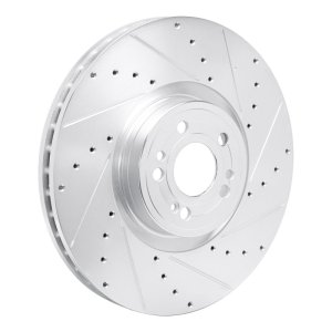 Mercedes-Benz GLE450e Brake Rotor (1) - Front Right - R1 Concepts - Drilled & Slotted - Silver - `20-`26
